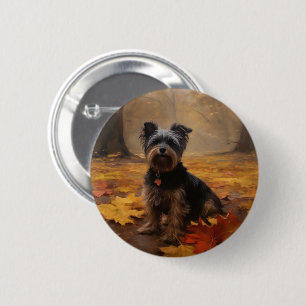 Yorkipoo i höstlöv Fall Inspire Knapp