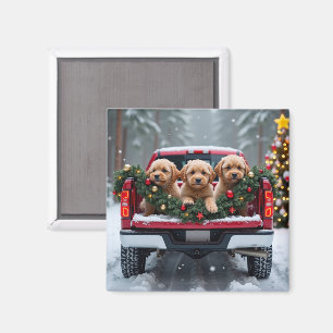 Yorkipoo jul röda lastbil julpresent magnet