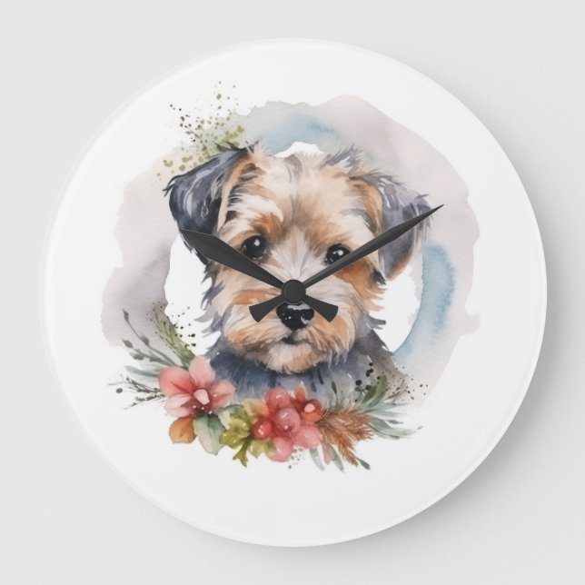 Yorkipoo julkrans Festiv valp Stor Klocka (Framsida)