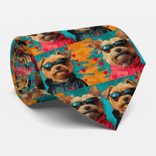 Yorkipoo med hjärterosor Alla hjärtans dag Slips