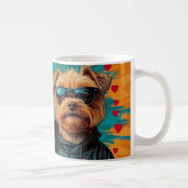 Yorkipoo med hjärtrusor Alla hjärtans dag Kaffemugg (Höger)