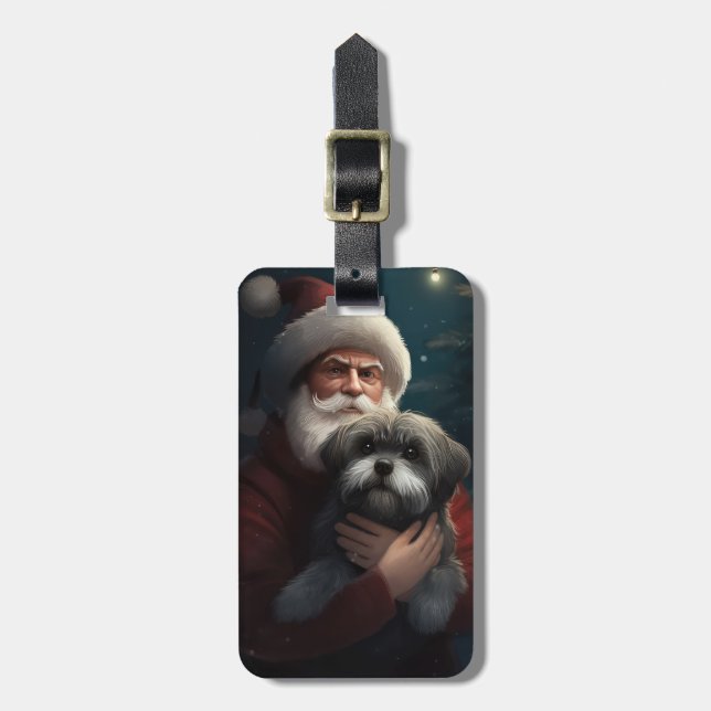 Yorkipoo med Jultomten julafton Bagagebricka (Vertikal Framsida)