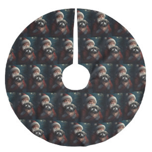 Yorkipoo med Jultomten julafton Julgransmatta Borstad Polyester