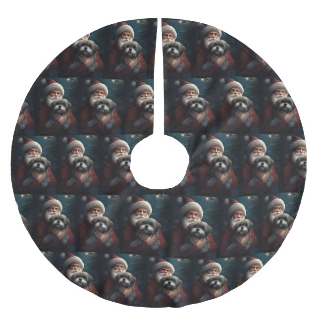 Yorkipoo med Jultomten julafton Julgransmatta Borstad Polyester (Framsidan)