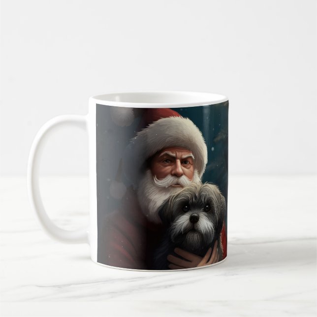 Yorkipoo med tomte festliga jul kaffemugg (Vänster)