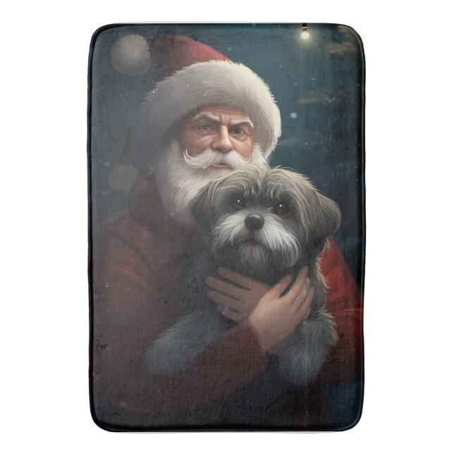 Yorkipoo med tomte julfirande jul badrumsmatta (Framsidan (Vertikal))