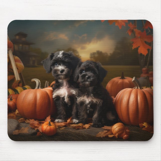Yorkipoo Puppy Autumn Delight Pumpkin Musmatta (Framsidan)