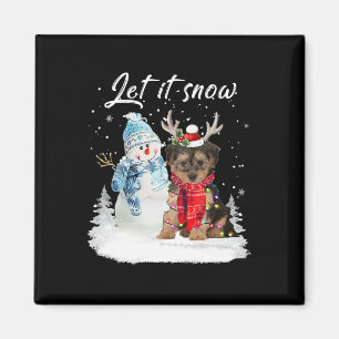 Yorkipoo Santa Hund jul Snögubbe Julafton Pajama 1 Magnet