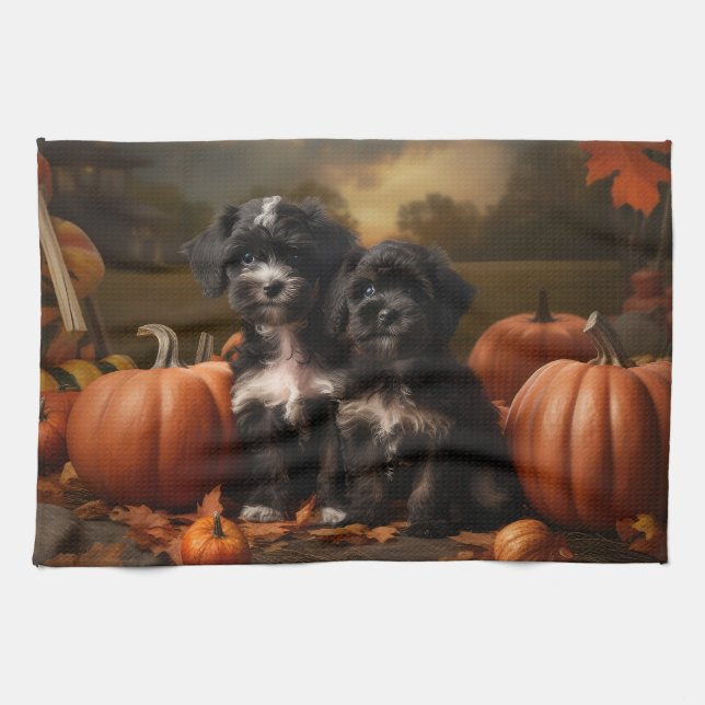 Yorkipoo Valp Höstens Glädje Pumpa Kökshandduk (Horisontell)