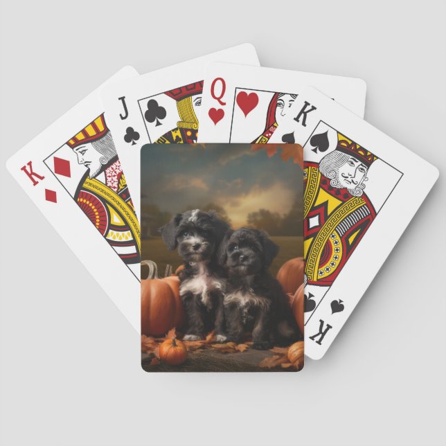 Yorkipoo Valp Höstglädje Pumpa Casinokort (Baksidan)