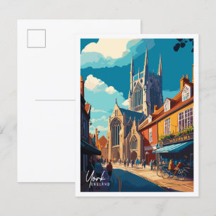 Yorks England vintage resor illustration Vykort