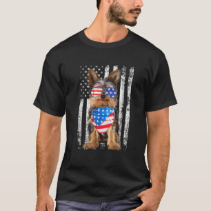 Yorkshire American Flagga Patriotic Yorkie Hund 4 T Shirt