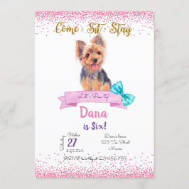 Yorkshire Birthday Invitation, Yorkshire Terrier Inbjudningar