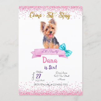 Yorkshire Birthday Invitation, Yorkshire Terrier Inbjudningar