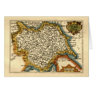 Yorkshire County England Old Antiquarian Atlas Kar Hälsningskort
