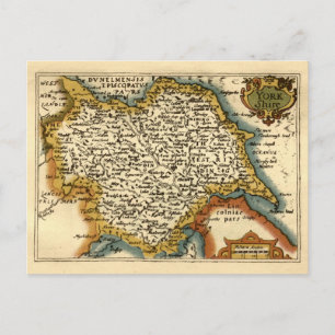 Yorkshire County England Old Antiquarian Atlas Kar Vykort