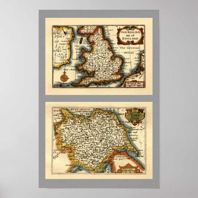 Yorkshire County Karta, England Poster (Framsidan)