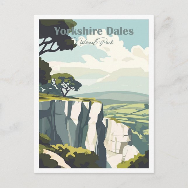 Yorkshire Dales Artwork Travel Ställe illustration Vykort (Framsida)