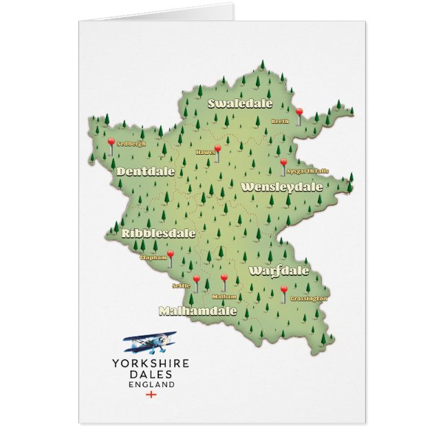 Yorkshire Dales England karta Hälsningskort (Framsidan)