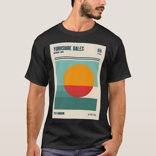 Yorkshire Dales National Park Retro Travel Art T Shirt (Framsida)