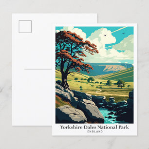Yorkshire Dales National Park Travel Illustration Vykort