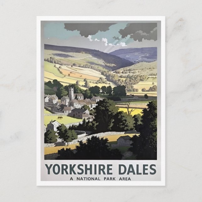 Yorkshire Dales National Park UK Retro Inspired Vykort (Framsida)