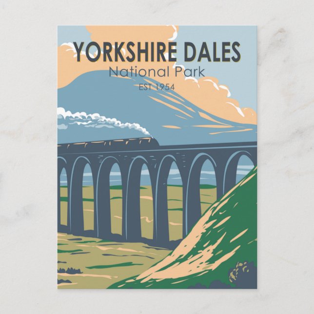 Yorkshire Dales Nationalpark England Vintage Vykort (Framsida)