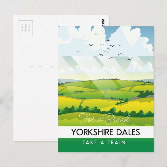 Yorkshire Dales reseaffisch. Vykort (Fram/baksida)