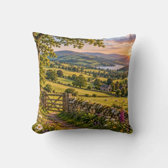 Yorkshire Dales Solnedgångslandskap Kudde (Framsida)