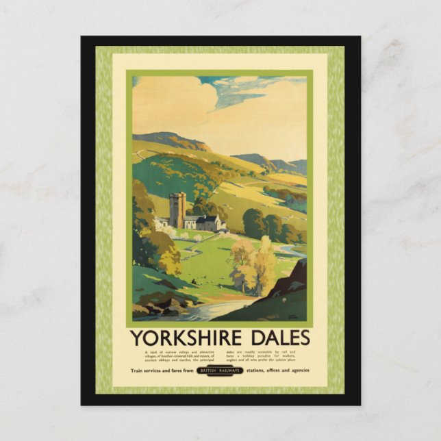 Yorkshire Dales Travel Poster Vykort (Framsida)