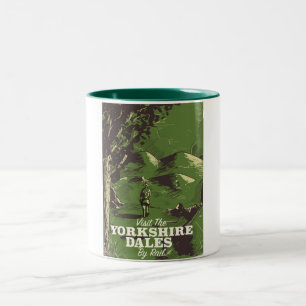 Yorkshire Dales vintage stil-reseaffisch Två-Tonad Mugg