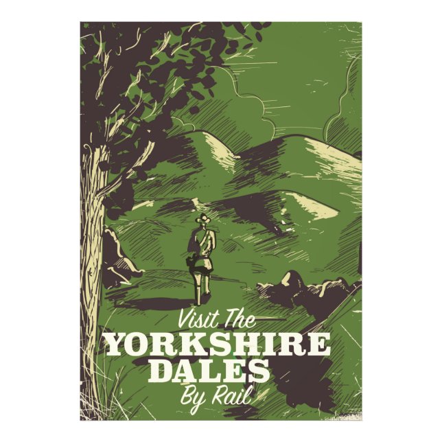 Yorkshire Dales vintage stil reseskylt Canvas Fototryck (Framsidan)