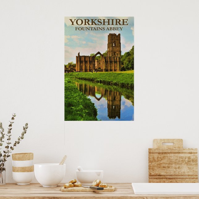 Yorkshire, Fountains Abbey, Poster (Kök)