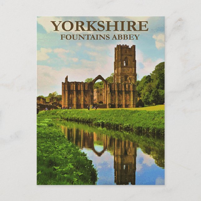 Yorkshire, Fountains Abbey, Vykort (Framsida)