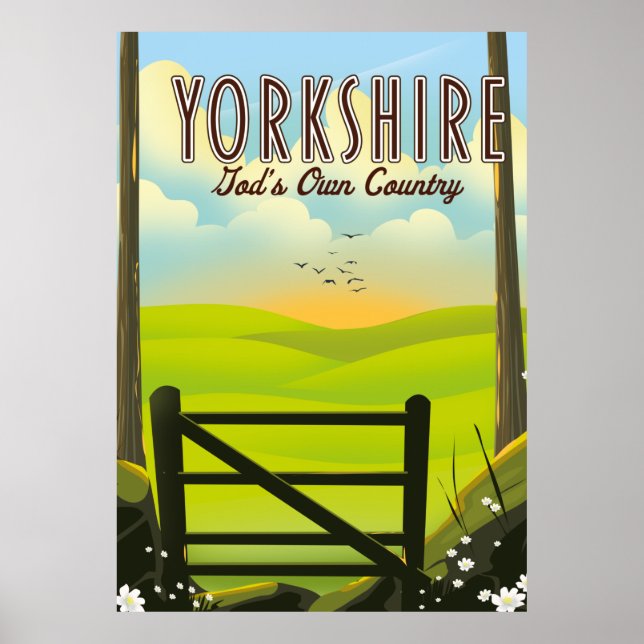 Yorkshire "Guds eget land" vintage reseraklatsch Poster (Framsidan)