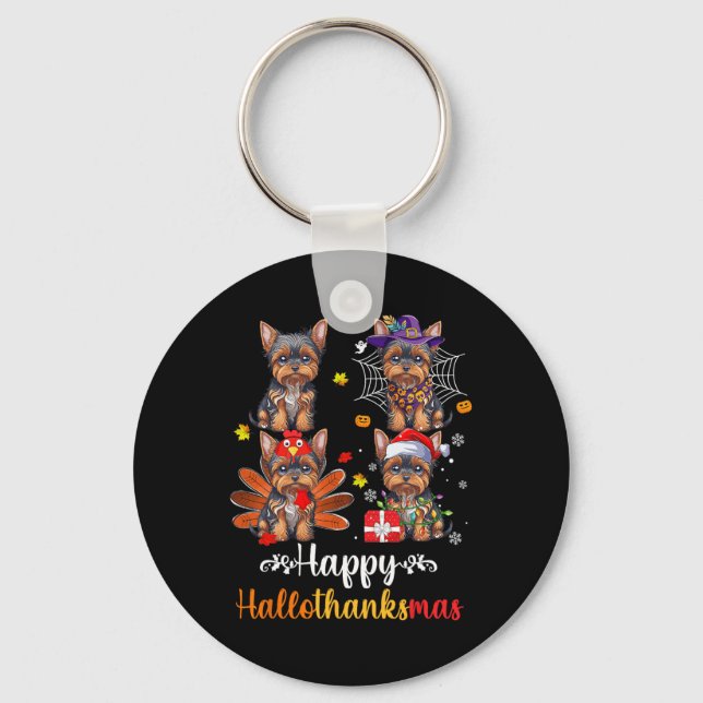 Yorkshire Halloween God jul Lycklig Hallotha Nyckelring (Framsida)