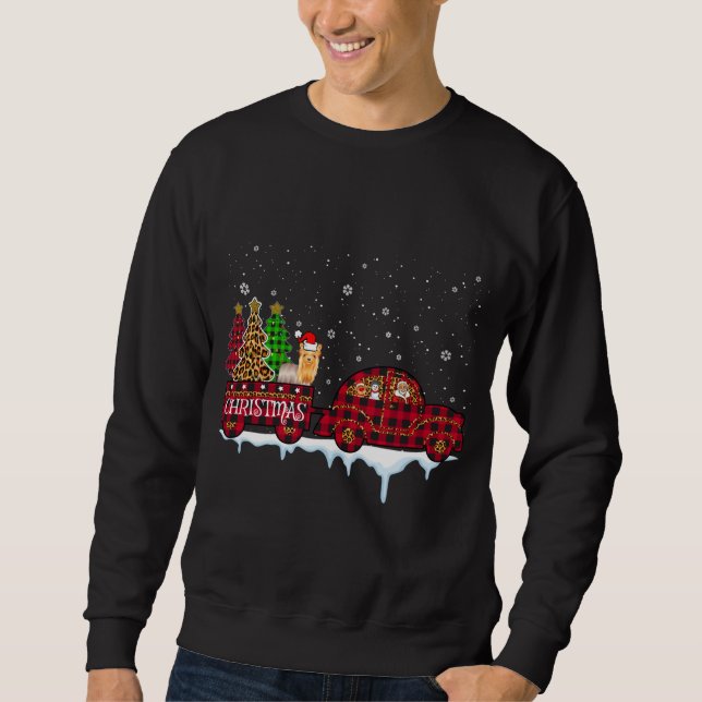 Yorkshire Hund jul Red Play Lastbil Santa Julafton Lång Ärmad Tröja (Framsida)