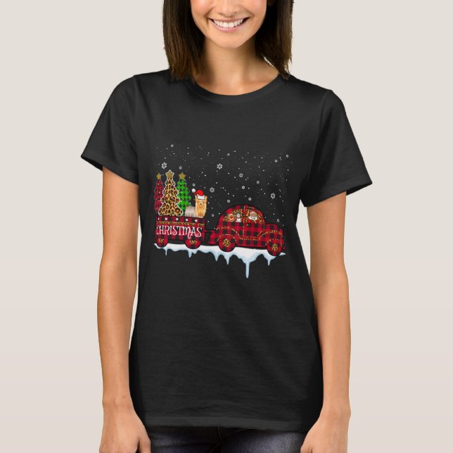 Yorkshire Hund jul Red Play Lastbil Santa Julafton T Shirt (Framsida)