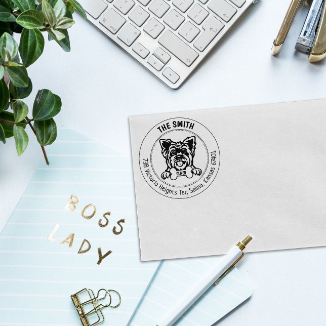 Yorkshire Hund Returadress Family Stämpel (Skapare uppladdad)