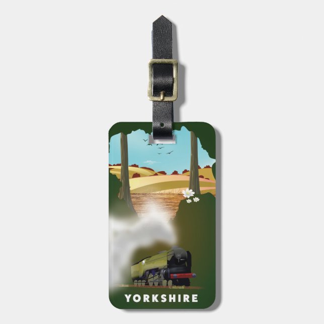 Yorkshire järnvägskarta reseskiss bagagebricka (Vertikal Framsida)