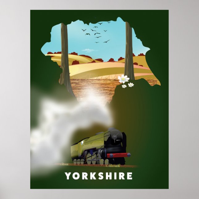 Yorkshire järnvägskarta resetryck poster (Framsidan)