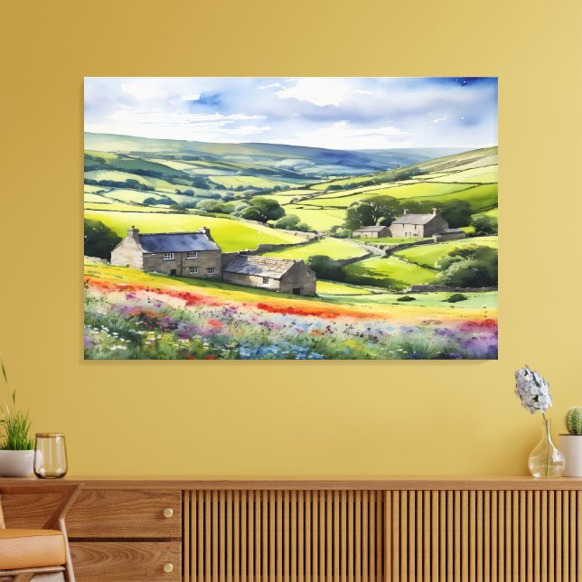 ’Yorkshire Meadowsong’ Landscape Yorkshire Dales Canvastryck (Insitu (Vardagsrum))