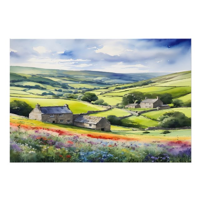 ’Yorkshire Meadowsong’ Landscape Yorkshire Dales Fototryck (Framsidan)