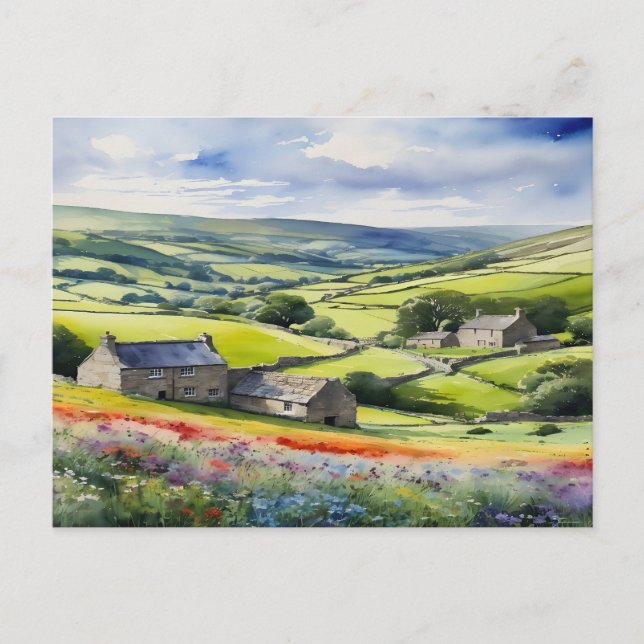 ’Yorkshire Meadowsong’ Landscape Yorkshire Dales Vykort (Framsida)