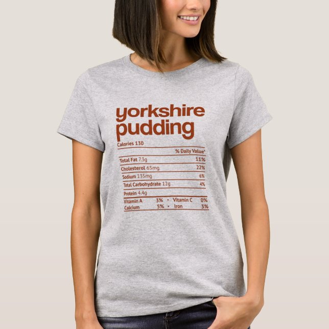 Yorkshire Pudding Nutrition Fact Thanksgiving T Shirt (Framsida)