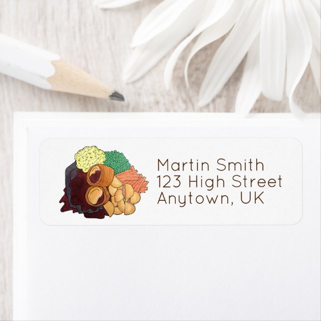 Yorkshire Pudding Söndag Roast UK Food Returadress Etikett (Insitu)