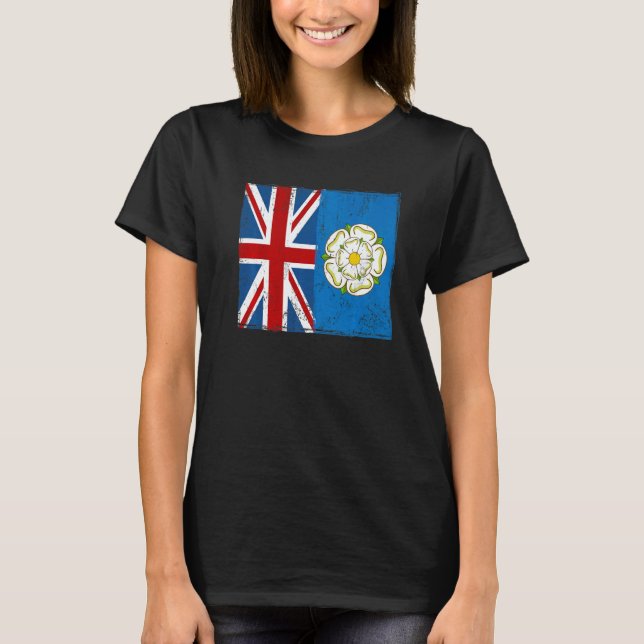 Yorkshire Roots & British Grown Idea With Rose Of  T Shirt (Framsida)