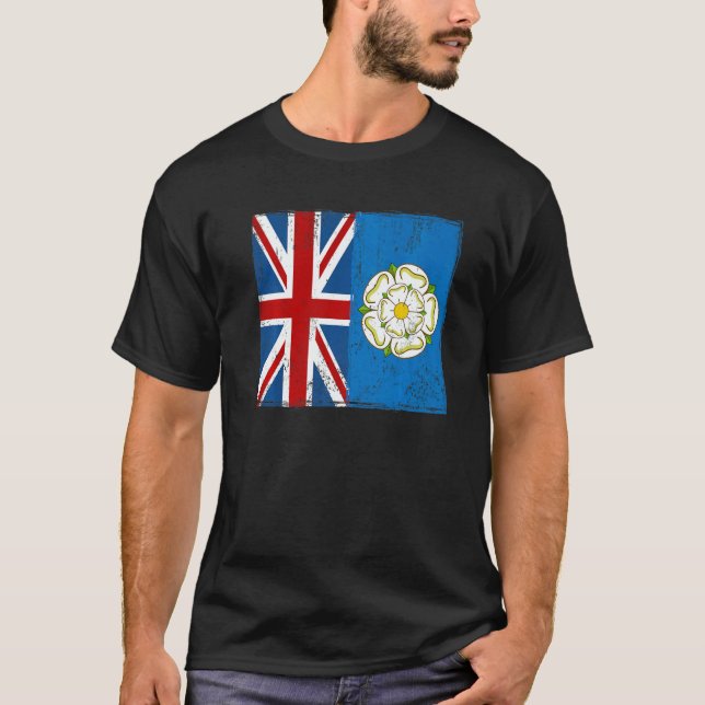 Yorkshire Roots & British Grown Idea With Rose Of  T Shirt (Framsida)