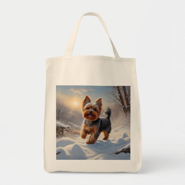 Yorkshire skräcker livsmedel tote, yorkie shopping tygkasse (Framsidan)