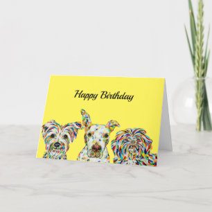 Yorkshire skräcker, Pitbull, Shih Tzu Birthday Car Kort